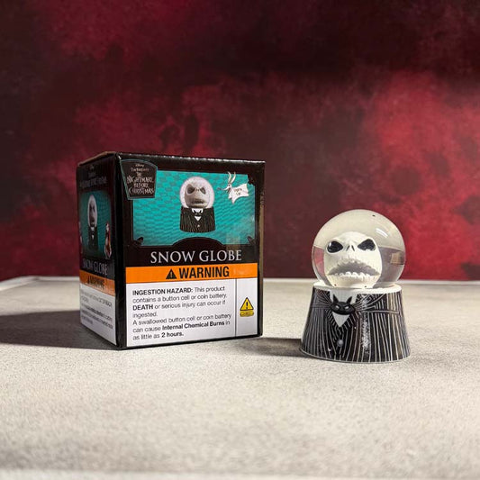 The Nightmare Before Christmas – Jack Skellington Light-Up Mini Snow Globe - 3” Disney Collectible - front view - Home & D...