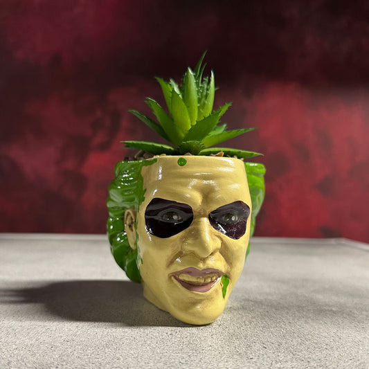 Beetlejuice Head 3-Inch Ceramic Mini Planter with Artificial Succulent
