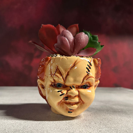 Child's Play Chucky 3-Inch Ceramic Mini Planter with Artificial Succulent