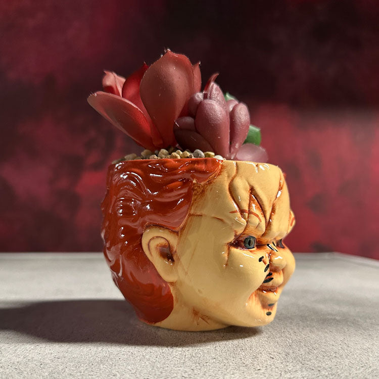 Child's Play Chucky 3-Inch Ceramic Mini Planter with Artificial Succulent