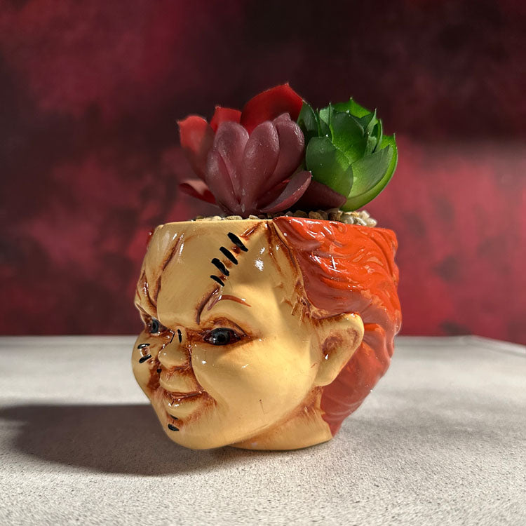 Child's Play Chucky 3-Inch Ceramic Mini Planter with Artificial Succulent