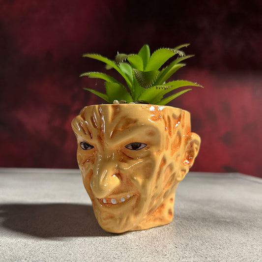 A Nightmare On Elm Street Freddy Krueger Ceramic Planter w/ Artificial Succulent