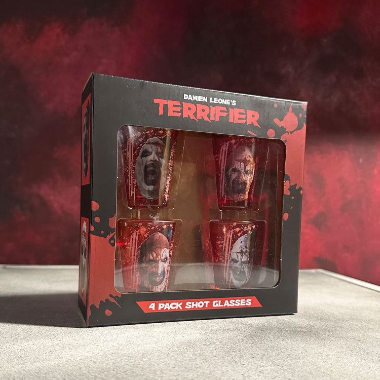 Terrifier Art the Clown 4 pack shot blood red shot glasses