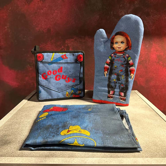 Child’s Play Chucky Good Guys Apron, Oven Mitt & Pot Holder Set