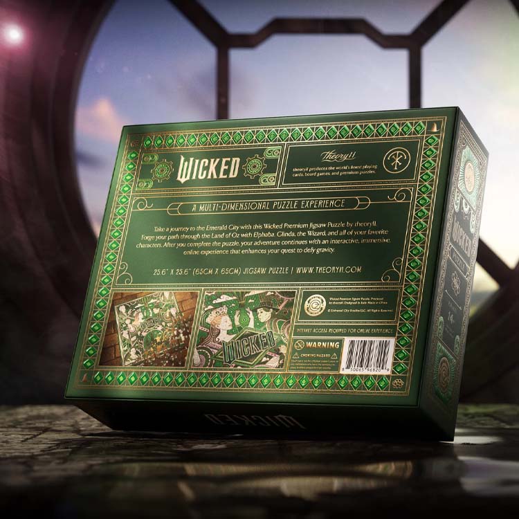Wicked 1000 piece jigsaw puzzle featuring Glenda and Alphaba by theory11